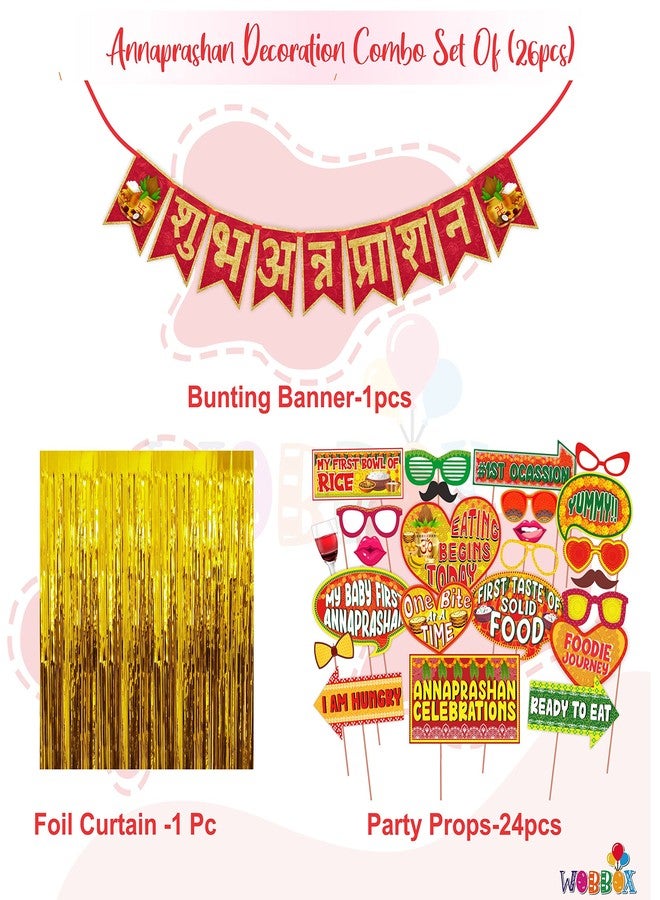 ووبوكس Wobbox Annaprashan Props، Subh Annaprashan Banner، مجموعة ديكور Annaprashan (26 قطعة) (FP4429) - Image 2